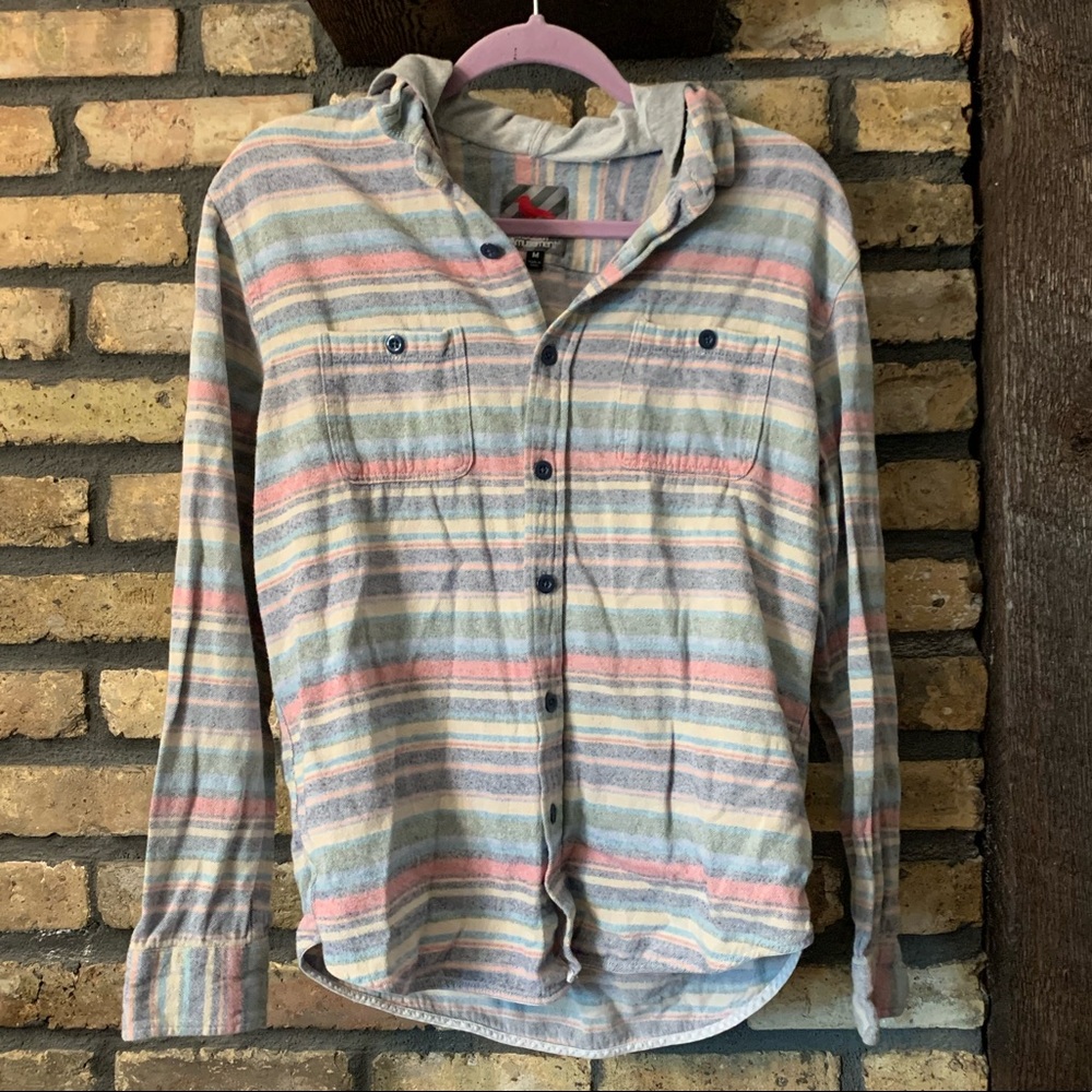 Multicolored Striped Button Up